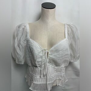 Astr White Puff Sleeve Blouse